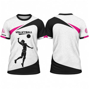 Maillot de volley-ball personnalisé par sublimation pour femme, blanc, noir, rose, respirant, en polyester, uniforme de sport, tenue d'équipe adulte, service OEM de haute qualité - Product Image 1