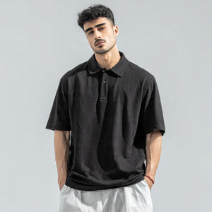 Button Down <b>Drop</b> Shoulder Polo Shirt Men Summer Short Sleeve Polo Shirts Men's 100% Cotton Polyester Polo T Shirt Mens - Product Image 6