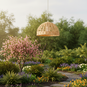 โคมไฟหวายทำมือคุณภาพสูง  งานสาน  ฝาครอบโคมไฟแบบแขวน  วัสดุธรรมชาติ  สไตล์โบโฮ สำหรับตกแต่งบ้านและร้านอาหาร - Product Image 2