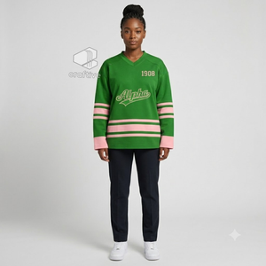 Maillot de hockey sur glace Alpha Kapa Alpha Sorority Vert Rose en maille polyester anti-humidité pour performance sportive d'équipe - Product Image 5
