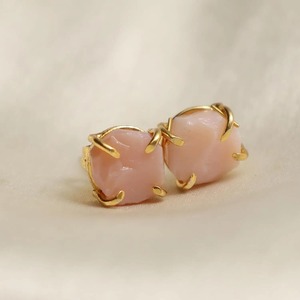 Raw Pink Opal Gemstone Prong <b>Set</b> <b>Stud</b> <b>Earring</b> Sterling <b>Silver</b> Raw <b>Earrings</b> with 8-10mm Rough Jewellery - Product Image 5