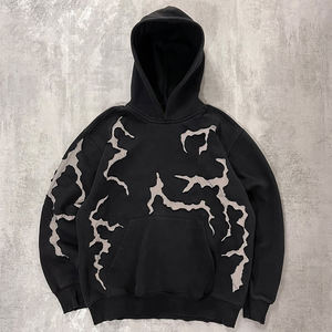 Sudadera con Capucha Unisex de Algodón Lavado, Estilo Oversize, con Cordón Ajustable, Letras en Cinta y Pedrería |   Sudadera con Capucha de Viaje, Estilo Retro, Ligera, Transpirable y Gruesa - Product Image 2