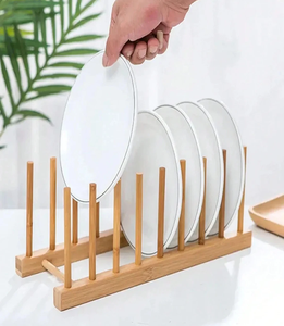 Wood <b>Plate</b> Rack Stylish Display Organizer Wood <b>Plate</b> <b>Stand</b> Manufacturer 8 Slots Rack Wood Mug Compact Kitchen Rack - Product Image 1