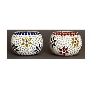 Mosaic Glass Decorative T Light Candle <b>Holders</b> Elegant Multicolor Candle Stand for Home Decor Festive Lighting - Product Image 1