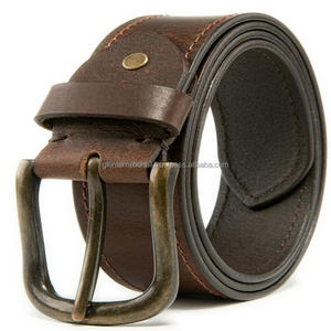 เข็มขัดลำลองหนังแท้สำหรับผู้ชายเข็มขัดเย็บขอบแข็งแรงทนทานเข็มขัดหนังแท้แท้แบบเรียบง่ายสำหรับผู้ชาย - Product Image 3