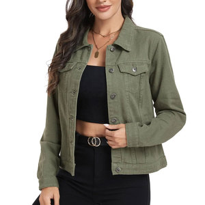 Vestes en jean et coupe-vent en coton pour femmes, style motard décontracté, à épaules tombantes, en fausse fourrure, personnalisées, pour l'automne - Product Image 1