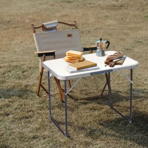 Table pliante en aluminium à hauteur réglable 70x50x60cm pour pique-nique en plein air, parc, cuisine, avec rangement et base de support - Product Image 3