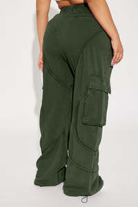 Nouveauté : Pantalon de jogging plat en molleton pour femme, style streetwear hiver, 85 % coton/15 % polyester, taille élastiquée, écologique - Product Image 3