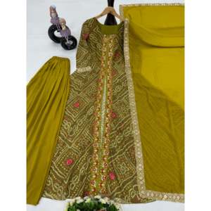 Conjunto de Traje Elegante de Fiesta con Top de Corte Moderno en Tela Chifón de Diseñador y Pantalones Plazzo - Product Image 5