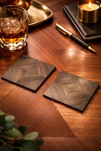 High Quality Classic Style Eco-Friendly Customizable Walnut <b>Coasters</b> <b>Set</b> Home Insulated Coffee Tea Mats Pads Natural Color - Product Image 3