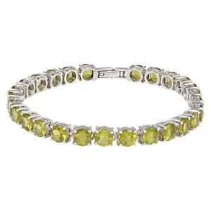 Pulsera de Tenis con Micro Pavé de Peridoto Natural Ovalado Facetado de Calidad Superior, Brazalete de Plata de Ley 925 Sólida, Joyería Fina - Product Image 1