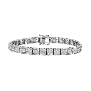 Pulsera de tenis de lujo con diamantes cuadrados, plata 925 chapada en rodio, moissanita de corte brillante, diseño de eslabones helados, elegante regalo de joyería unisex - Product Image 3