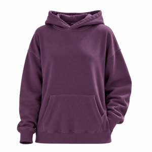 Sudadera con Capucha Morada para Hombre, Sudadera de Forro Polar con Bolsillo Tipo Canguro, Corte Holgado Informal, Top de Otoño - Product Image 4