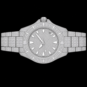 Reloj de Hombre en Tono Plateado con Incrustaciones de Piedras Brillantes, Esfera con Fecha, Reloj de Lujo para Fiestas - Product Image 2