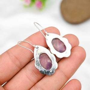 Boucles d'oreilles en améthyste, argent sterling 925, boucles d'oreilles en pierres précieuses, bijoux faits à la main, élégantes boucles d'oreilles pendantes, cadeau de Noël - Product Image 2