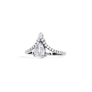 Women's Gold Pear Cut Diamond Engagement Ring Prong Setting Romantic Style floral - Product Image 2