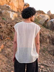 Handcrafted <b>Mens</b> Of <b>White</b> Cotton Fishnet Sleeveless T Shirt Top Eco Friendly Breathable Summer Beach Wear <b>Vest</b> Tank Top - Product Image 2
