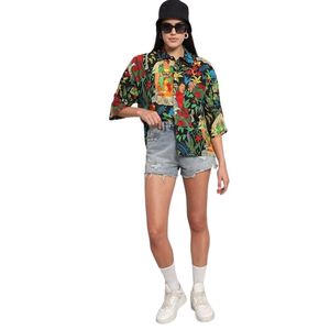 Ensemble short en jean imprimé à boutons pour femme, tenue de pyjama tricotée, respirante et à séchage rapide, idéale pour l'été - Product Image 1