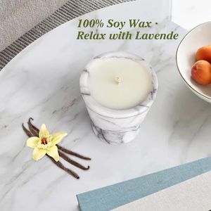 Candela Artigianale di Lusso Profumata in Contenitore di Marmo, 1 Set, in Cera di Soia Atossica, Riutilizzabile, con Barattolo in Pietra, Candela Distintiva in Pietra con Storia - Product Image 4