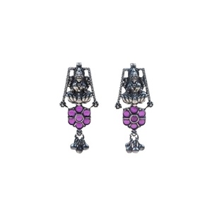 Ethnic Girls <b>Drop</b> <b>Earrings</b> with Custom Temple Design Multicolor Stone Embellished <b>Gold</b> Metallic Beads Ethnic Wear Factory Price - Product Image 1