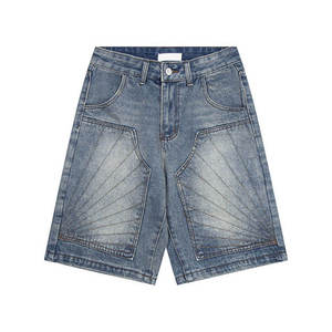 Shorts de mezclilla OEM para mujer, cintura media, estilo urbano Y2K, con cinturón, elásticos, precio al por mayor. - Product Image 1