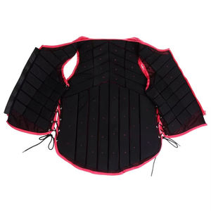 Breathable Horse Riding Safety Vest With Shock Absorbing Padding Full Length <b>Three</b> <b>Quarter</b> Sleeve Unisex Black Red Trim - Product Image 3