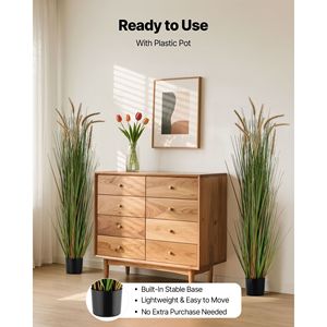 Paquete de 2 Plantas Artificiales de PVC Premium de 59 Pulgadas, Hierba de Cola de Caballo de 59 Pulgadas en Maceta, Arbustos Artificiales Verdes para Interiores y Exteriores - Product Image 6