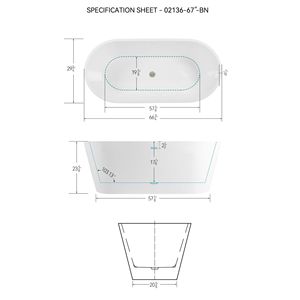 Baignoire autoportante contemporaine de 67 ''en acrylique avec design minimaliste Drain pop-up et trop-plein en nickel brossé 02136-BN - Product Image 5