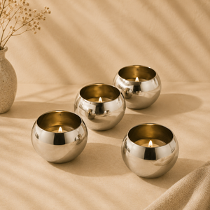 Luxury Metallic Tealight <b>Candle</b> Holder Set Elegant Tabletop Decor Modern Home Accent Design - Product Image 4