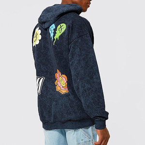 High Quality Comfortable Custom Hoodie Men's Acid Wash Hoodie Custom Vintage Acid Wash Screen Printing Men's Acid Was Hoodies - Product Image 2