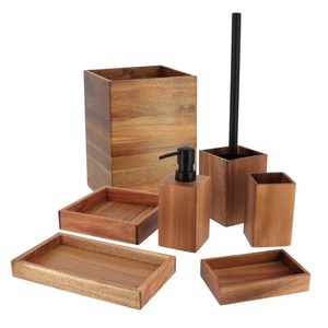 Wooden Material Top Selling Wood Polished <b>Sets</b> Of 8 <b>Bathroom</b> <b>Sets</b> Modern <b>Bathroom</b> Accent <b>Accessories</b> - Product Image 1