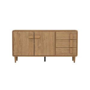 Buffet TV scandinave minimaliste en teck pour salon, 3 tiroirs, 2 portes, en teck avec finition couleur pour intérieur. - Product Image 2