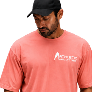 T-shirt oversize pour homme 100 % coton rose poudré, lourd, respirant, col rond, manches courtes, décontracté, pour la gym, le streetwear et l'entraînement - Product Image 3