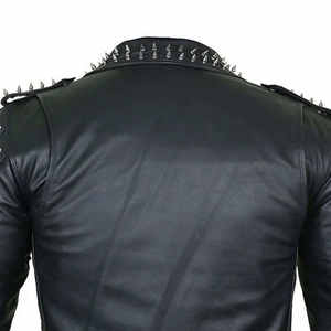 Veste en cuir personnalisée pour hommes, vestes en cuir décontractées pour hommes, vestes bomber en cuir élégantes avec fermeture éclair, broderie et strass - Product Image 4