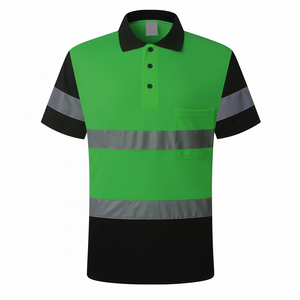 Reflective Breathable Eco-Friendly <b>Canvas</b> Men's Safety for Shirts with Custom Logo Hi Vis Workwear Short Sleeve - Product Image 6