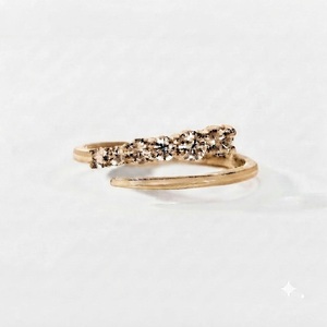 14K Yellow Gold 0.38CT E Color VS1 Open Wedding Band Lab Grown Diamond Bypass Setting Gap Wedding <b>Ring</b> Womens Cuff <b>Stacking</b> Band - Product Image 1