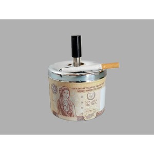 Cendrier de bureau rond en acier inoxydable de haute qualité avec motif de billet de banque de Chypre, style vintage, pour usage domestique - Product Image 4