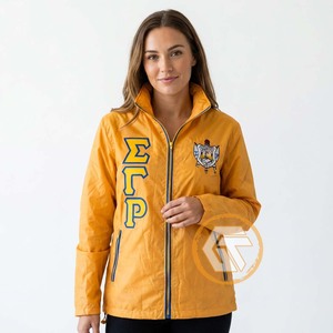 เสื้อแจ็คเก็ตปักลาย Sigma Gamma Rho สไตล์ Preppy สำหรับผู้หญิง กันลม มีซิปด้านหน้า ลายตัวอักษรสีเหลือง เสื้อผ้าสไตล์กรีก - Product Image 3