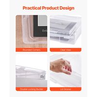 Lot de 6 boîtes de rangement empilables en plastique transparent pour papiers de scrapbooking, étui multi-usages pour documents avec coins arrondis, version 2022