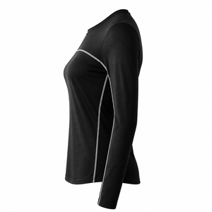 Custom <b>Women</b> Long Sleeve <b>Rash</b> <b>Guard</b> Black Quick Dry Polyester Sport Top - Product Image 4