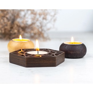 Hexagon Wooden Handmade Eco-Friendly <b>Tea</b> <b>Light</b> <b>Holder</b> with Geometric Cutout Design Heat Resistant for Home Decoration - Product Image 4