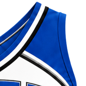<b>Royal</b> <b>Blue</b> White Black Womens Sleeveless V Neck Cheerleading <b>Crop</b> <b>Top</b> Athletic Performance Team Cheer Uniform Competition - Product Image 4
