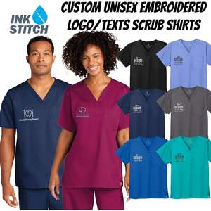 Camisetas Médicas Unisex Personalizadas WW3160 con Cuello en V y Bolsillo, Logotipos y Textos Bordados, Uniformes de Hospital Multicolores - Product Image 5