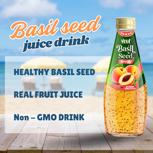 Vinut 290ml OEM ODM Etiqueta Privada bebida de semilla de albahaca con jugo de fruta de melocotón ISO saludable otras bebidas muestra gratis - Product Image 3