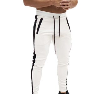 Pantalon de jogging décontracté pour homme, noir avec bande latérale rouge, taille élastique et cordon de serrage, respirant, en maille mi-lourde, pour l'automne - Product Image 2