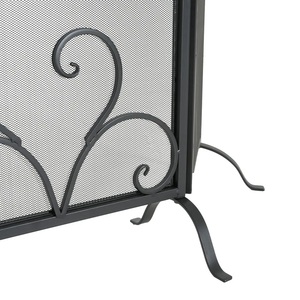 Écran de cheminée en métal de luxe à motif enroulé avec panneaux pliants en maille de protection, écran décoratif pour foyer en fer - Product Image 2