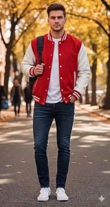 Veste de baseball personnalisée pour homme, en laine et cuir de haute qualité, pour les équipes sportives scolaires et le style streetwear - Product Image 3