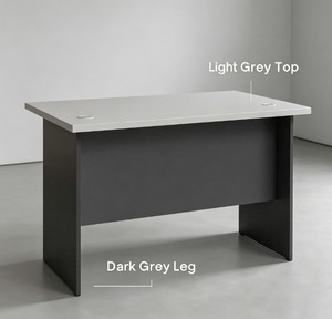 Modern Minimalist Rectangular <b>Office</b> <b>Desk</b> Light Grey Top Dark Grey Leg <b>Wood</b> Freestanding Stable Commercial AY System V-GT - Product Image 1