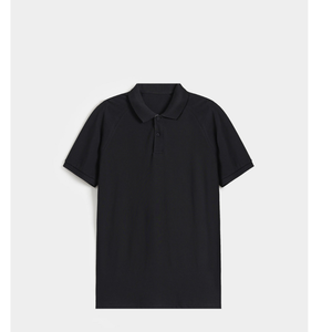 Camisa de Golf de Verano para Hombre, Negra, Tejida, 100% Algodón, Manga Corta, con Bolsillo, Cuello Clásico, Antiarrugas, Estilo Casual Elegante - Product Image 4