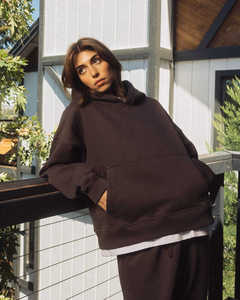 <b>Mens</b> Dark Brown Hooded Sweatshirt Plain Solid Color Heavyweight Long Sleeve <b>Pullover</b> Hoodie Kangaroo Pocket Casual Streetwear OE - Product Image 3